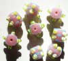 8 14mm Milky Pink, Light Blue, & Green Square Bumpy Beads